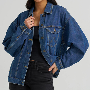 Chaquetas cortas de mezclilla lavadas Vintage de alta calidad para mujer, recortadas, holgadas, de manga larga, cierre de botón, algodón personalizado, Otoño Invierno - Product Image 1