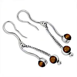 Pendientes de Plata de Ley 925 con Ojo de Tigre para Mujer, Joyería de Moda, Regalo - Product Image 1