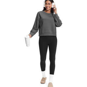 simple crewneck relaxed cotton breathable soft <b>comfy</b> layering everyday Women Sweatshirts oversized - Product Image 6
