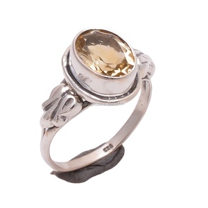 ธรรมชาติซิทรินอินเทรนด์การออกแบบแหวนเงิน925เครื่องประดับขายส่งอินเดียแฮนด์เมดปรับแหวนเงินซัพพลายเออร์ - Product Image 1