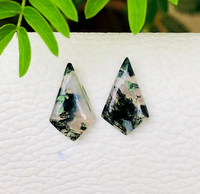 Cabochons fantaisie en agate mousse naturelle en forme de cerf-volant, pierres précieuses pour la fabrication de bijoux DIY, fournisseur en gros, bagues, bracelets, effet œil de chat