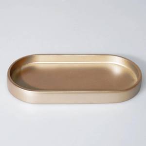 Leaf Bathroom <b>Accessories</b> Set In Taupe And Gold Colors Trash Can ,<b>Toilet</b> Brush ,Soap Dispenser ,Toothbrush Holder And Tray - Product Image 5