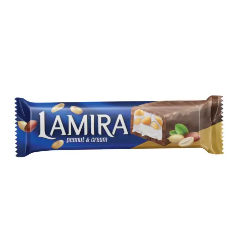 Fornecedor direto de barra de chocolate Lamira recheada com creme e amendoim a preço de atacado