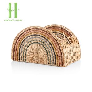 Top Selling Natural Rattan <b>Magazine</b> Basket <b>Holder</b> Storage Basket OEM Customized Handmade in Vietnam Wholesale - Product Image 6