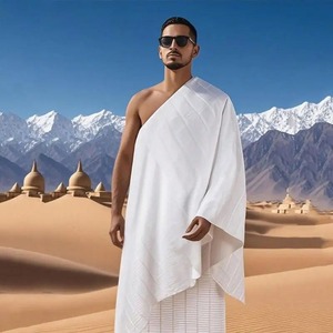 Conjunto de Ropa Ihram de Lujo para Umrah y Hajj, Jacquard Elegante, 100% Algodón, Ligero y Transpirable para Hombres Musulmanes - Product Image 1