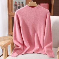 Pull femme col semi haut automne/hiver pull à manches longues haut de gamme 100% fourrure de vison pull tricoté mode Version coréenne