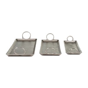 Juego de bandejas decorativas de aluminio pulido para hogares contemporáneos, ideal para organizar servir alimentos, bebidas o exhibir piezas de decoración - Product Image 3