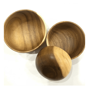 Bol en bois naturel massif, bol de service pour salade, soupe, collations et vaisselle, fabriqué à la main au Vietnam - Product Image 6