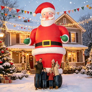 Père Noël gonflable géant, grande décoration de Noël gonflable, décoration de jardin extérieure en tissu Oxford avec souffleur - Product Image 4