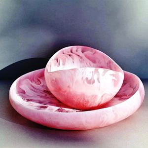 Plato Decorativo de Resina de Arte Moderno, Color Rosa, Hecho a Mano, Pulido, de Origen Indio, Ecológico, Apto para Lavavajillas, para Servir en Fiestas - Product Image 1