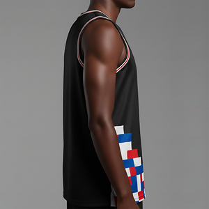 Maillot de basket-ball réversible en polyester respirant à séchage rapide, personnalisable par sublimation, sans manches, pour l'entraînement - Product Image 5