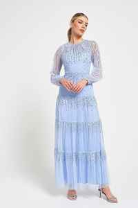 Robes de soirée de mariage élégantes et formelles, antistatiques, ornées de perles, de sequins, de broderies en cristal, longueur au sol, coupe trapèze, 100% polyester - Product Image 4