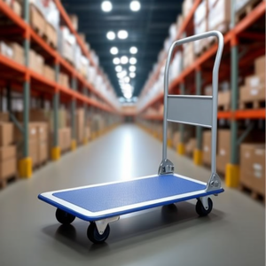 Light Grey Steel Tube Platform Trolley for <b>Warehousing</b> & Supermarket Supplies 150 kg Load Capacity 720x470 mm Loading Area - Product Image 3