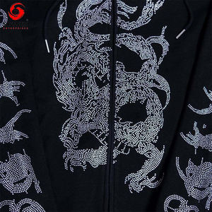 Custom Manufacturer Oversized Hoody <b>Rhinestone</b> <b>Crop</b> <b>Top</b> Fleece Raw Hem Cut Edge 3d Puff Printing Men Cropped Hoodie - Product Image 4