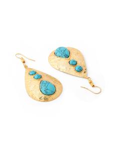 2025 Pendientes de lágrima bohemios chapados en oro más vendidos Estilo moderno con técnica de pulido de piedra de resina Turquesa - Product Image 4