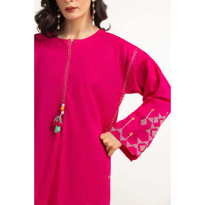 IPSTD-77103 Traje de Verano Casual de Algodón para Mujer, 3 Piezas, Cambric Bordado, Transpirable, Manga Larga, Cuello Redondo - Product Image 1
