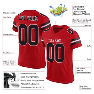 Personnalisé Rouge Blanc Couleur Maille Authentique Sportswear Équipe Spéciale Sublimation Conception Football Américain Jersey Hommes Femmes - Product Image 2