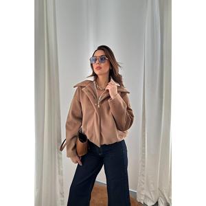 Chaqueta Bomber de Piel Sintética para Mujer, Color Beige, al por Mayor - Product Image 6