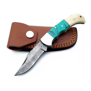 Hot Selling Damascus Steel Twist Pattern Folding <b>Knife</b> Back <b>Lock</b> Bone & Resin Handle Sheath Pocket EDC Camping OEM <b>Knife</b> - Product Image 4