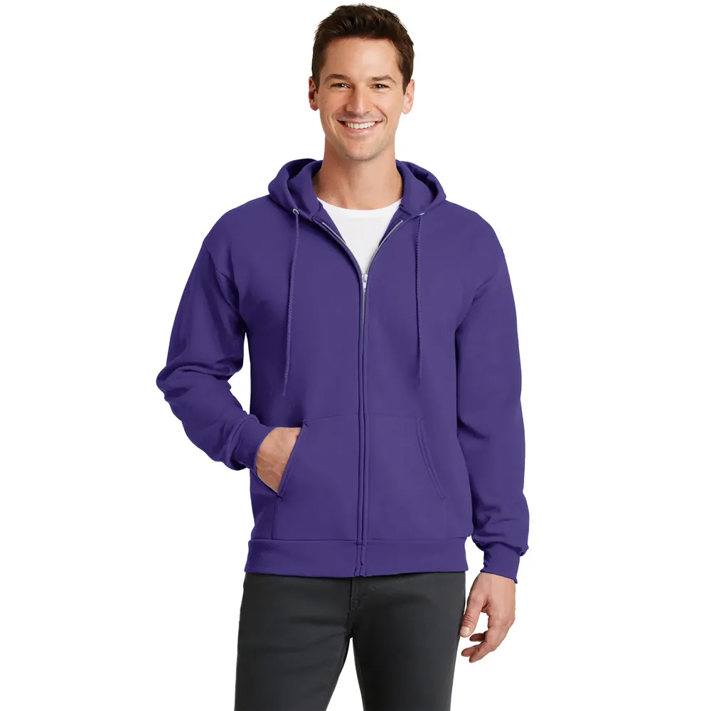 Mans Fleece Full Zip Hooded Sweatshirt Hoodie - Royal Blue