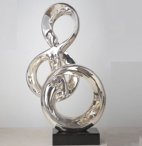 Sculpture de table décorative en métal de style européen, base en fer, art minimaliste, finition argentée, ornement de table unique - Product Image 1