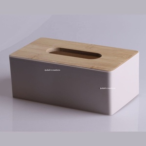Soporte para caja de pañuelos de madera blanca con impresión de logotipo personalizado para uso en el hogar, oficina, hotel o regalo - Product Image 2