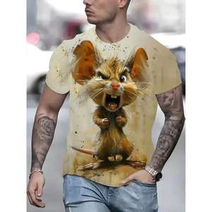Drôle chat motif T-Shirt pour hommes personnalité Animal 3D imprimé t-shirts été ample à manches courtes hauts décontracté col rond 2025 - Product Image 5