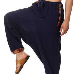 Pantalones de harén nepalí tribales de cintura alta de talla libre para hombre, ropa de calle holgada Bohemia ecológica para Yoga Aladino, tela informal clásica - Product Image 1