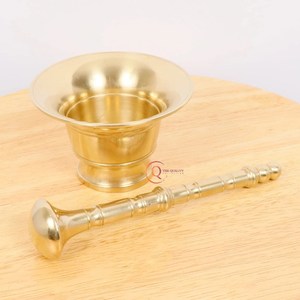 Accesorios de cocina vintage tradicionales, decoración del hogar, mortero y mortero de latón, latón macizo ecológico para suministros de Decoración de cocina - Product Image 6