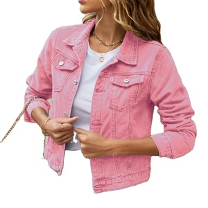 2024 Retro Female Solid Color Denim Coat Korean Women's Stand-Up Collar <b>Short</b> Washing Cowboy <b>Jacket</b> Long <b>Sleeves</b> Printed Tops - Product Image 4