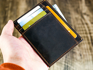 Elegant Genuine <b>Leather</b> Card Holder Handmade Slim <b>Wallet</b> With Burnished Edges Stylish Card Organizer HLC-0043 - Product Image 6