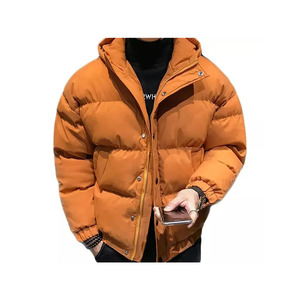 แจ็กเก็ตขนเป็ดมีฮู้ดโอเวอร์ไซส์ผู้ชายผ้าแคนวาสแบบถักคอตั้งแบบลำลองมีซิปปิดสำหรับฤดูหนาวโลโก้ออกแบบได้ตามต้องการ - Product Image 1