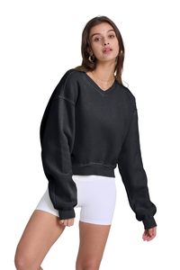 Sudadera para mujer, lavada con ácido Sudadera con capucha, Polar, cuello en V, manga larga, sudadera de lana para mujer, venta al por mayor, nueva llegada, caliente - Product Image 5