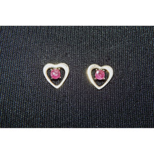 Orecchini a forma di cuore 14k in oro e rubino con perle di diamanti alla moda gioielli per feste di fidanzamento e matrimonio placcato in oro rosa - Product Image 1