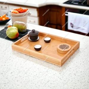 Bandeja de bambú de grado restaurante Bandeja de almacenamiento de madera maciza simple de bambú rectangular para té y barbacoa Durabilidad de aspecto natural - Product Image 2