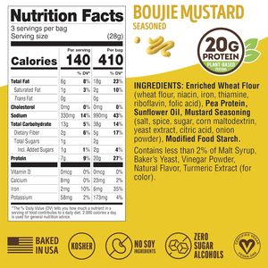 Lenny & Larry's FITZELS <b>Protein</b> Pretzels (Boujie Mustard) 8 Individual Bags 3 oz Each - Product Image 2