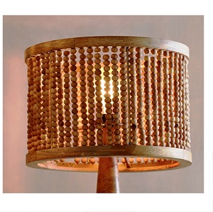 Lampe de table ronde en bois de manguier naturel Lampe à suspension en bois de manguier vintage - Product Image 4