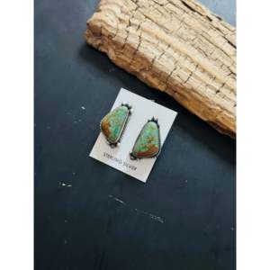 Elouise Kee Royston Turquoise & Sterling Silver Stud <b>Earrings</b> Bezel Setting <b>Post</b> <b>Earring</b> - Product Image 3