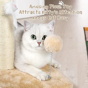 32" Tall 3-in-1 Vertical <b>Cat</b> <b>Scratching</b> <b>Post</b> with Plush Toys Premium Sisal & Wood Waterproof Modern Design <b>for</b> Indoor <b>Cats</b> - Product Image 3