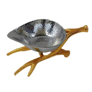 Bol en métal en aluminium fait main de haute qualité avec support à feuilles-dessus de table décoratif, polyvalent pour un usage domestique - Product Image 5