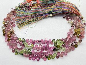 Briolette de forma de pera facetada de turmalina múltiple de calidad superior, piedra preciosa natural para joyería - Product Image 2