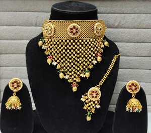 High Quality Traditional Bridal Jewellery Studded <b>Necklace</b> With Gold Plated Anti Tarnish Indian Women Jewellery Customise - Product Image 6