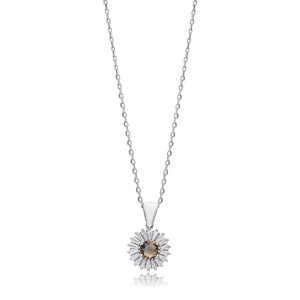 Collier à breloques en forme de fleur de sultanite ronde en argent sterling 925 bijoux turcs faits à la main gemme à changement de couleur en gros disponible - Product Image 1