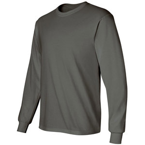 T-shirt personnalisé à col rond en ultra coton à manches longues pour hommes de couleur anthracite - Product Image 1