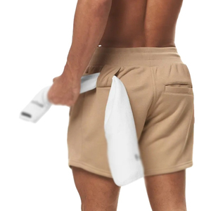 กางเกงขาสั้นออกกำลังกายผ้าฝ้าย100% สำหรับผู้ชายกระเป๋าออกกำลังกายผ้าใยสังเคราะห์ออกแบบได้ตามต้องการ - Product Image 2