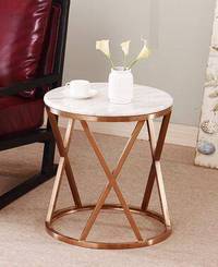 Table basse ronde au design standard avec dessus en métal et marbre Table d'appoint en métal de grande taille de grande qualité en provenance d'Inde Articles de luxe - Product Image 3