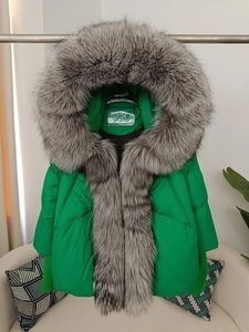 Abrigo de plumón de pato para invierno 2024, chaqueta acolchada holgada de gran tamaño para mujer, cuello de piel de zorro Real, ropa de calle cálida gruesa Natural con capucha, prendas de vestir exteriores - Product Image 6