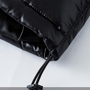Chaquetas acolchadas de moda para hombre, chaqueta acolchada de plumón para hombre con dos bolsillos delanteros de Color negro brillante para invierno - Product Image 3