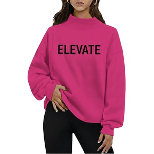 Nueva Moda Sudadera de Mujer de Invierno Tejida Oversize con Cuello Simulado, de Forro Polar de Poliéster/Algodón 380g y Manga Larga - Product Image 1