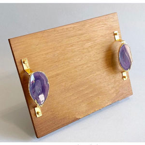 Plateau de service en bois pour aliments le plus vendu avec poignées en métal plateaux de service multifonctionnels en bois et en résine - Product Image 6